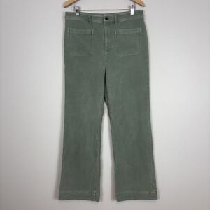 Faherty Stretch Terry Patch Pocket Ankle Pants Women's Sz 32 Wide Leg Sea Spray